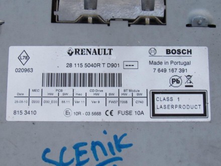  Автомагнитола Renault Scenic 3 ( Рено Сценик 3) 2011 г.в.  Б/у, оригинал, в хор. . фото 3