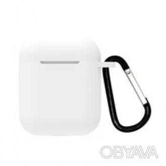 Белый силиконовый чехол с карабином iLoungeMax TPU Case White для AirPods 2 | 1