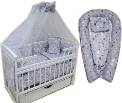 Комплект в ліжечко з коконом для новонароджених ТМ "ВАВУ" 11 елементів. . фото 3