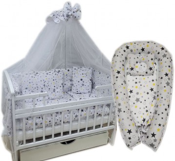 Комплект в ліжечко з коконом для новонароджених ТМ "ВАВУ" 11 елементів. . фото 4