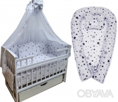 Комплект в ліжечко з коконом для новонароджених ТМ "ВАВУ" 11 елементів. . фото 1