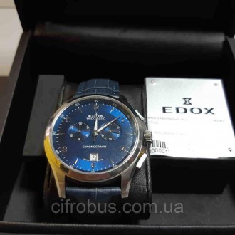 Edox 10101 чоловічий годинник, кварцовий, ремінець шкіра, сапфірове скло, 10 atm. . фото 3