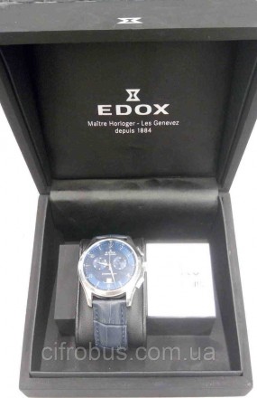 Edox 10101 чоловічий годинник, кварцовий, ремінець шкіра, сапфірове скло, 10 atm. . фото 4