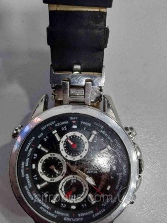 Часы Aviator AVW8974G76. Срібний корпус з нержавіючої сталі і чорний шкіряний ре. . фото 3