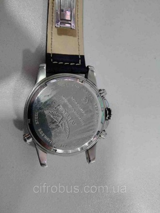 Часы Aviator AVW8974G76. Срібний корпус з нержавіючої сталі і чорний шкіряний ре. . фото 5