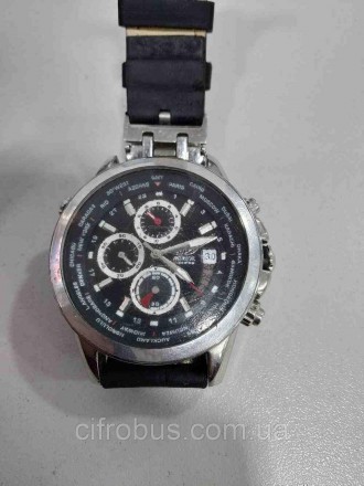 Часы Aviator AVW8974G76. Срібний корпус з нержавіючої сталі і чорний шкіряний ре. . фото 2