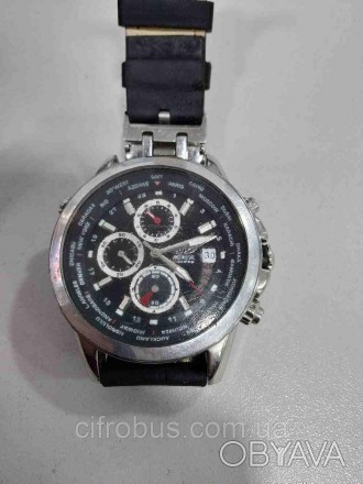 Часы Aviator AVW8974G76. Срібний корпус з нержавіючої сталі і чорний шкіряний ре. . фото 1