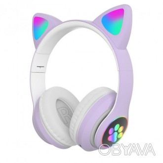 Беспроводные LED наушники с кошачьими ушками CAT STN-28. Цвет: фиолетовый