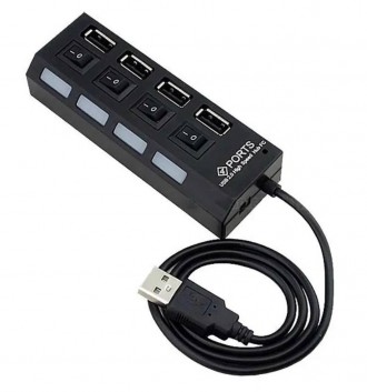 4-портовый USB концентратор с индивидуальными переключатели питания для каждого . . фото 7