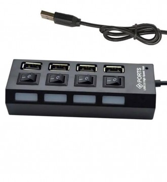 4-портовый USB концентратор с индивидуальными переключатели питания для каждого . . фото 6