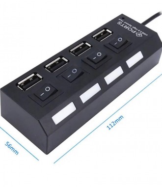 4-портовый USB концентратор с индивидуальными переключатели питания для каждого . . фото 4