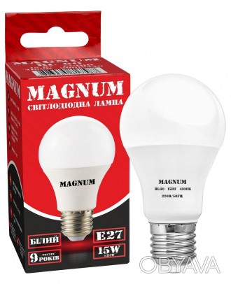 Лампа світлодіодна MAGNUM BL 60 15 Вт 4100K 220В E27. . фото 1