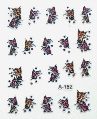 Разноцветные наклейки (самоклеющиеся) для ногтей "Бабочки".
Каждая на. . фото 3