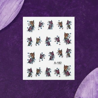 Разноцветные наклейки (самоклеющиеся) для ногтей "Бабочки".
Каждая на. . фото 2