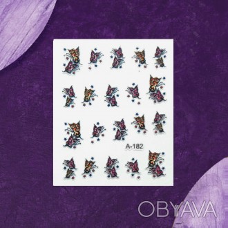 Разноцветные наклейки (самоклеющиеся) для ногтей "Бабочки".
Каждая на. . фото 1