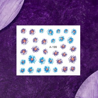 Разноцветные наклейки (самоклеющиеся) для дизайна ногтей "Цветы".
Пла. . фото 2