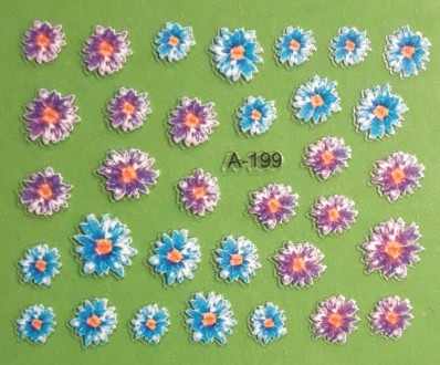 Разноцветные наклейки (самоклеющиеся) для дизайна ногтей "Цветы".
Пла. . фото 4