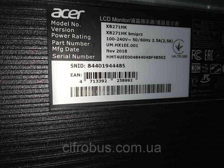Монитор Б/У Acer Predator XB271HKbmiprz. Киев. фото 1 Монитор Б/У Acer Predator XB271HKbmiprz. Киев. фото 1