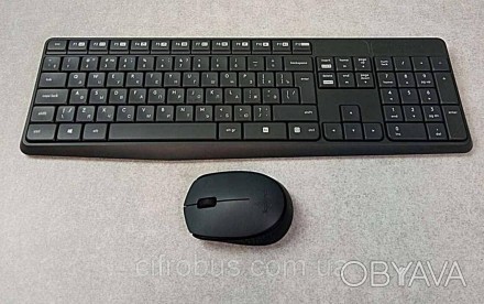 бездротові клавіатура та миша, інтерфейс USB, для настільного комп'ютера, класич. . фото 1