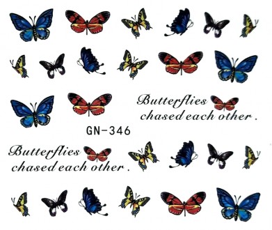 Цветной слайд (водные наклейки) "Бабочки преследуют друг друга / Butterflie. . фото 3