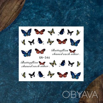 Цветной слайд (водные наклейки) "Бабочки преследуют друг друга / Butterflie. . фото 1