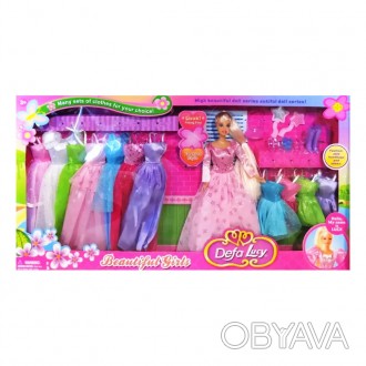 Лялька типу Барбі DEFA 8027 з одягом (Рожевий)