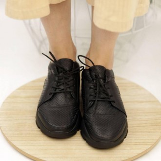 Чорні кросівки Zumer 582561 із перфорацією виконані з натуральної шкіри. Шкіряна. . фото 5