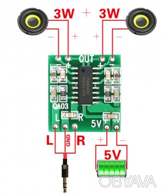 Цифровой Усилитель звука 2*3 Вт PAM8403 ,плата цифрового усилителя мощности