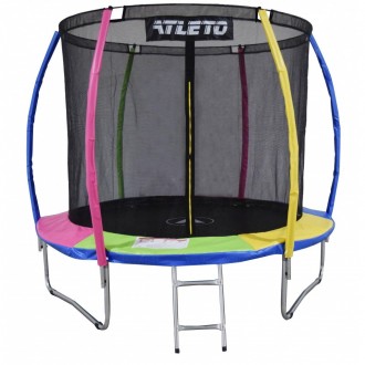 Батут для детей диаметром Atleto 252 см защитная внутренняя сетка. Цвет разноцве. . фото 2