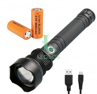 Ліхтарик фонарик військово-тактичний CREE XHP90 USB ZOOM LED 13600 mAh (6800+680. . фото 10