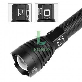 Ліхтарик фонарик військово-тактичний CREE XHP90 USB ZOOM LED 13600 mAh (6800+680. . фото 8