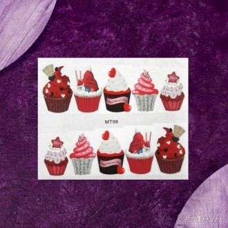 Цветной слайд (водные наклейки) для дизайна ногтей "Десерты"
На белой. . фото 2