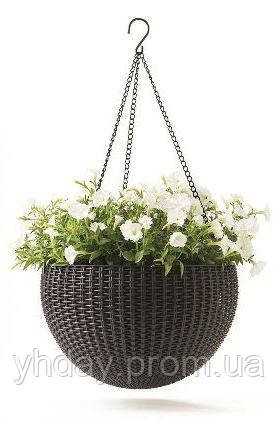 Підвісний горщик для квітів Keter 8,6 л. Rattan style hanging sphere planter
Кру. . фото 2
