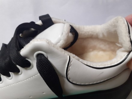 Кроссовки ботинки белые эко кожаные женские кеды зимние на меху 
 Белые на Толст. . фото 5