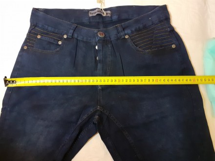 Шорти бріджи літні коттонові джинсові сині чоловічі 
 сайз 31 в наявності темно . . фото 5