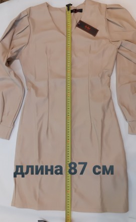 Платье мини кожаное стрейч женское бежевый кремовый цвет
 облегает по фигуре тян. . фото 7