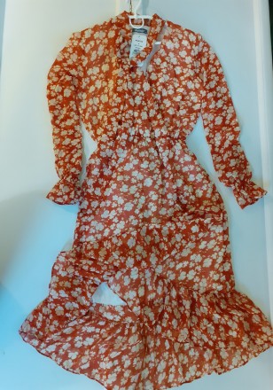 Женское Платье Цветное из Шифона с Длинным Прозрачным Рукавом - 42, 44, 46, 48
О. . фото 3