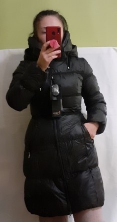 пуховик довгий жіночий 44 з капюшоном з поясом пальто жіноче зимове чорне 
 Мка . . фото 9