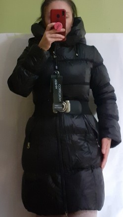 пуховик довгий жіночий 44 з капюшоном з поясом пальто жіноче зимове чорне 
 Мка . . фото 10
