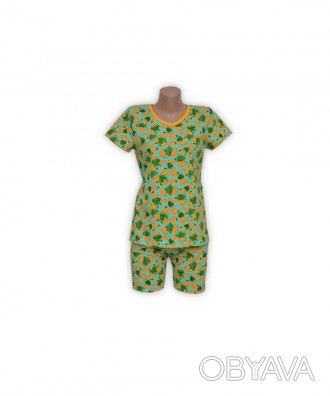 Летняя женская пижама для сна и отдыха 03238 Микс коттон, футболка с шортами. Ук. . фото 1
