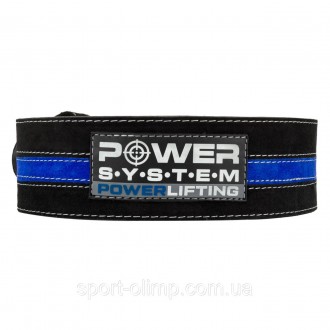 Пояс для пауерліфтингу Power System PS-3800 PowerLifting шкіряний Black/Blue Lin. . фото 3