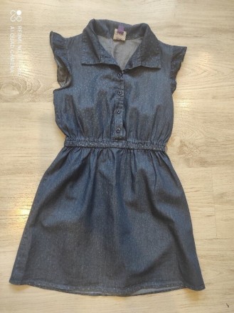 Летнее платье (легкий джинс-коттон), размер 10-12 лет, как по мне маломерит, ори. . фото 2