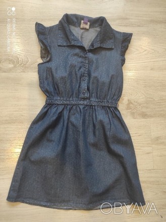 Летнее платье (легкий джинс-коттон), размер 10-12 лет, как по мне маломерит, ори. . фото 1
