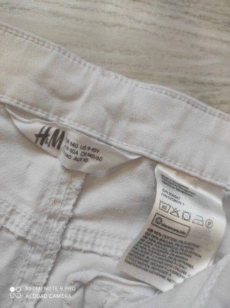 Летние белоснежные шорты от H&M 9-10 лет, состояние новых, замеры: ПОТ 30 см. . фото 3
