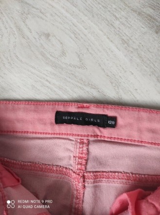 Коралловые джинсы скинни Seppala girls, размер 128, коттон, Без дефектов, на зад. . фото 4