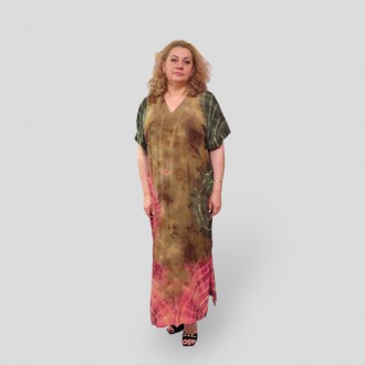 Летнее длинное штапельное платье в стиле Boho Antik, большие размеры 56-66, виск. . фото 12