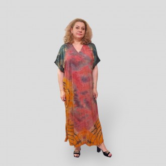 Летнее длинное штапельное платье в стиле Boho Antik, большие размеры 56-66, виск. . фото 14