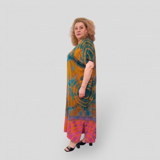 Летнее длинное штапельное платье в стиле Boho Antik, большие размеры 56-66, виск. . фото 18