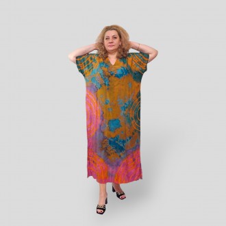 Летнее длинное штапельное платье в стиле Boho Antik, большие размеры 56-66, виск. . фото 11