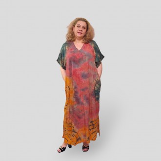 Летнее длинное штапельное платье в стиле Boho Antik, большие размеры 56-66, виск. . фото 15